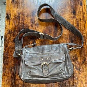 Brown Leather Crossbody Bag with Buckle